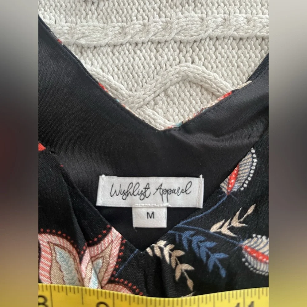 Wishlist Apparel Floral Black and Pink Women's Mid Calf Dress Size Medium - Picture 16 of 16